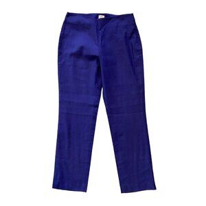 $650 Agnona 42 6 Trousers Cigarette Pants Flat Front Cropped Capri Ankle Blue